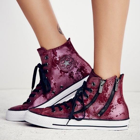 purple leather converse